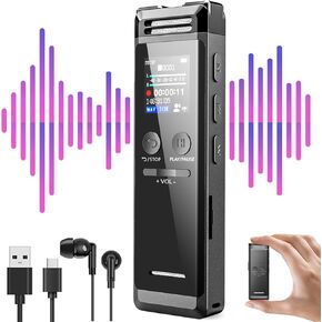 Digital Voice Recorder-68GB Voice Activated Recorder with Playback,Ultra-Thin Tape Audio Recorder,Portable Mini Recording Devices for College Lecture with Password