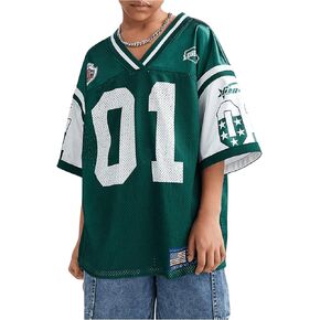 WDIRARA Girl's Jersey Shirt Number Graphic Camo T Shirt V Neck Half Sleeve Tee Top