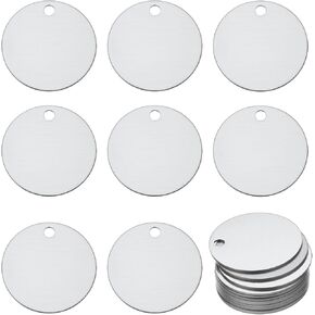MECCANIXITY 24 Pack Round Aluminum Blank Tags 35 x 35 x 1mm Engraving Stamping Blanks Metal Blank Label Dog Pet Tags for DIY Jewelry Stamping Tools, Black