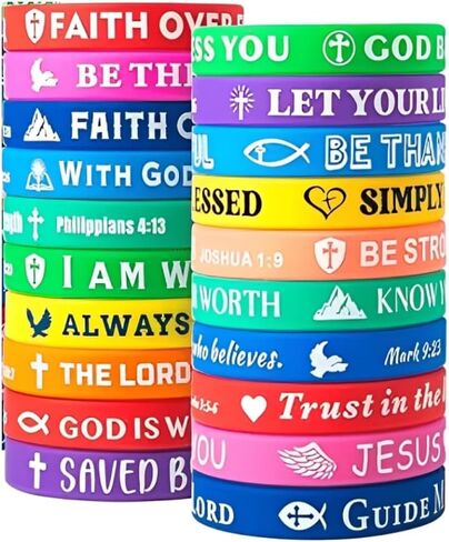 20PCS Bible Verse Silicone Bracelets Bible Verse Rubber Bracelets Religious Christian Scripture Wristbands Christian Quote Rubber Bracelets Christian Party Favor in Saudi Arabia