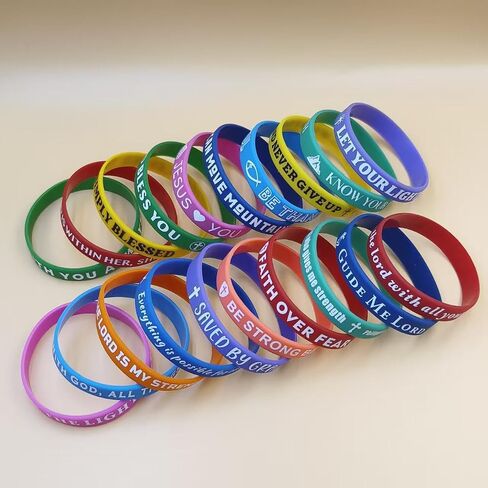20PCS Bible Verse Silicone Bracelets Bible Verse Rubber Bracelets Religious Christian Scripture Wristbands Christian Quote Rubber Bracelets Christian Party Favor in Saudi Arabia
