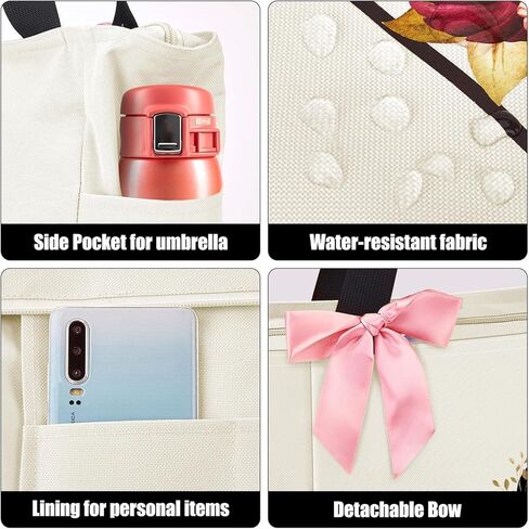 Vavabox Tote Bag, A-Z Initial Monogrammed Waterproof Tote Bag, Bridesmaid Gifts for Women, Black and Pink in Saudi Arabia