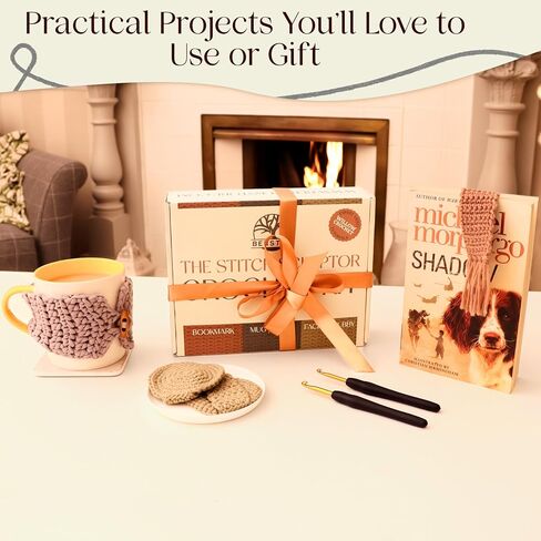 Level 1 Absolute Beginner Crochet Kit for Adults - Learn to Crochet with Expert Video Tutorials - Includes All Essentials for Two Coasters - Perfect DIY Gift in Saudi Arabia