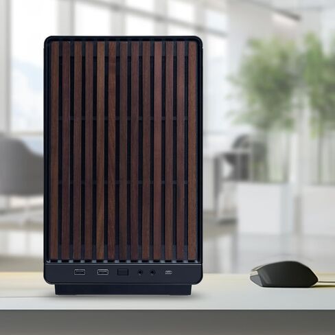 هيكل Lian Li A3-mATX-WD-26.3L ذو عامل الشكل الصغير - لا يتضمن مراوح - يدعم تصميم وحدات AIO مقاس 360 مم - لحالات M-ATX وITX اللوحة الأم - DAN التعاونية - لوحة أمامية خشبية - أسود (A3X-WD) in Kuwait