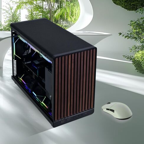 هيكل Lian Li A3-mATX-WD-26.3L ذو عامل الشكل الصغير - لا يتضمن مراوح - يدعم تصميم وحدات AIO مقاس 360 مم - لحالات M-ATX وITX اللوحة الأم - DAN التعاونية - لوحة أمامية خشبية - أسود (A3X-WD) in Kuwait