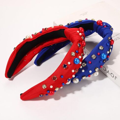 Mardi Gras Headband for Women Purple Green Gold Pearl Rhinestone Jeweled Knotted Hairband Hair Accessories Mardi Gras Carnival Wide Knot Head Band Parade Party Favors Gift in Kuwait