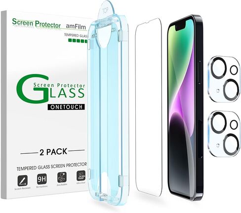 amFilm Auto-Alignment OneTouch for iPhone 16 [6.1''] Screen Protector + Camera Lens Protector, Tempered Glass, 30 seconds Installation, Bubble Free, Case Friendly, Anti-Scratch [2+2 Pack] in Saudi Arabia
