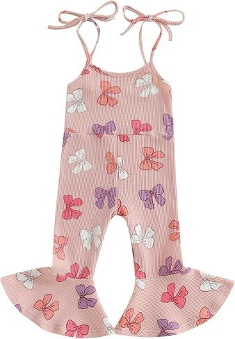 Toddler Baby Girl Flare Overalls Bell Bottom Jumpsuit Sleeveless Backless Floral Print Suspender Romper Clothes in Saudi Arabia
