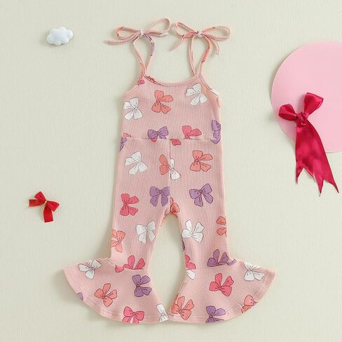 Toddler Baby Girl Flare Overalls Bell Bottom Jumpsuit Sleeveless Backless Floral Print Suspender Romper Clothes in Saudi Arabia