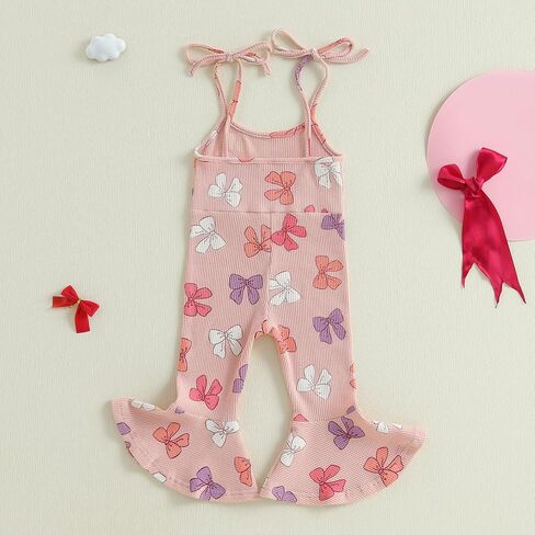 Toddler Baby Girl Flare Overalls Bell Bottom Jumpsuit Sleeveless Backless Floral Print Suspender Romper Clothes in Saudi Arabia