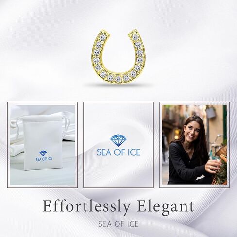 Sea of Ice Sterling Silver CZ Cubic Zirconia Dainty Evil Eye, Infinity, Hamsa Hand of God, Horseshoe, Moon Minimalist Stud Earrings for Women - Elegant Sterling Silver Earrings for Women – Nickel-Free in Kuwait