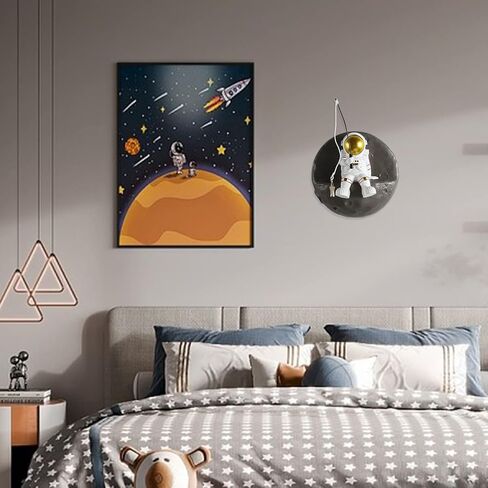 Astronauts Wall Sculpture Climber Figurines for Modern Home Decor Climbing Hanging Outer Space Theme Decor 3D Background Wall Decor for Living Room Kids Room Boys Space Nursery Classroom Space Decor in Kuwait