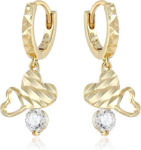 XUPING 18K Gold Plated Cubic Zirconia Flower Dangle Earrings | Rose Gold Hoop Earrings Womens Jewelry Gifts in Saudi Arabia