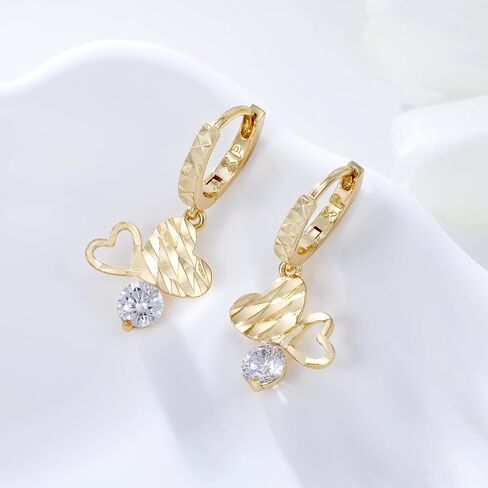 XUPING 18K Gold Plated Cubic Zirconia Flower Dangle Earrings | Rose Gold Hoop Earrings Womens Jewelry Gifts in Saudi Arabia