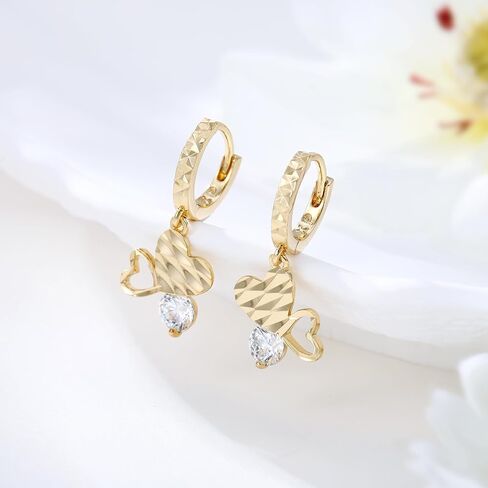 XUPING 18K Gold Plated Cubic Zirconia Flower Dangle Earrings | Rose Gold Hoop Earrings Womens Jewelry Gifts in Saudi Arabia