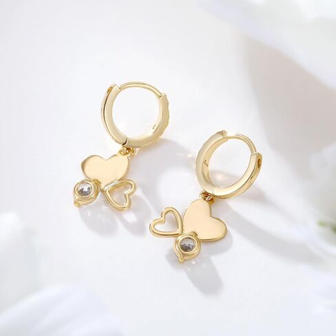 XUPING 18K Gold Plated Cubic Zirconia Flower Dangle Earrings | Rose Gold Hoop Earrings Womens Jewelry Gifts in Saudi Arabia
