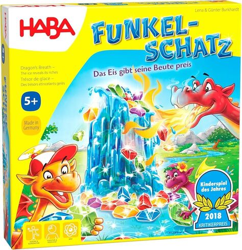 HABA Dragon's Breath - الفائز بجائزة Kinderspiel des Jahres (لعبة الأطفال لهذا العام) لعام 2018 - لعبة تجميع مثيرة للأطفال من 2 إلى 4 لاعبين من عمر 5 سنوات فما فوق in Saudi Arabia