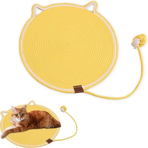 Cat Scratching Pad,Natural Cotton Rope Cat Scratch Mat, 16.9'' Round Cat Wall Scratcher & Floor Scratch Pad, Durable Cat Scratcher Pad,Furniture Protector for Couch, Carpet, Sofa(2 Pack) in Saudi Arabia