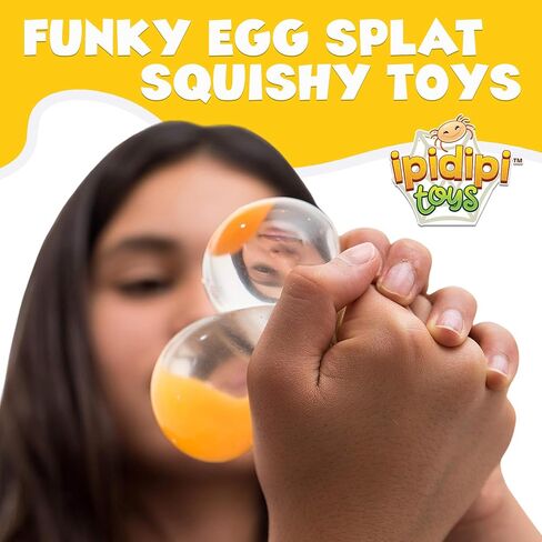 ألعاب IPIDIPI TOYS Funky Egg Splat Ball Squishy Toys - 6 عبوات من كرات صفار البيض لتخفيف التوتر - ألعاب ممتعة حسية للأطفال - القلق، مواد تخزين - تساعد في علاج التوحد وADHD - ألعاب مرضية in Saudi Arabia