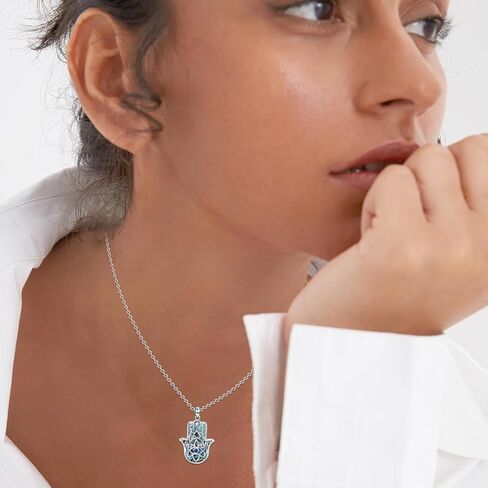 OHAYOO Hamsa Hand of Fatima Butterfly Necklace for Women 925 Sterling Silver Hamsa Hand of Fatima Pendant Necklace Butterfly Jewelry Gifts for Gilrs Anniversary in Kuwait