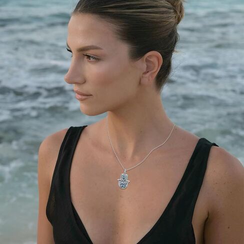 OHAYOO Hamsa Hand of Fatima Butterfly Necklace for Women 925 Sterling Silver Hamsa Hand of Fatima Pendant Necklace Butterfly Jewelry Gifts for Gilrs Anniversary in Kuwait