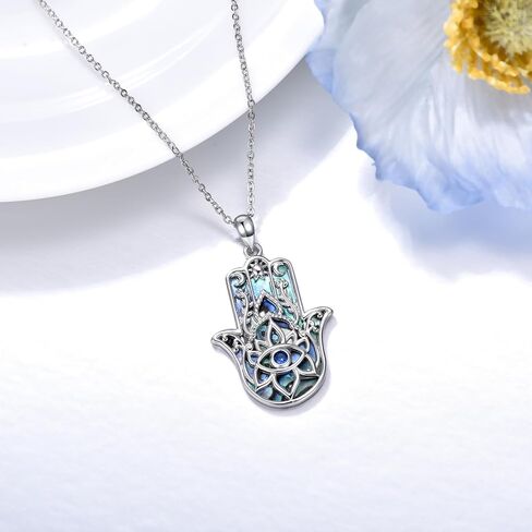 OHAYOO Hamsa Hand of Fatima Butterfly Necklace for Women 925 Sterling Silver Hamsa Hand of Fatima Pendant Necklace Butterfly Jewelry Gifts for Gilrs Anniversary in Kuwait