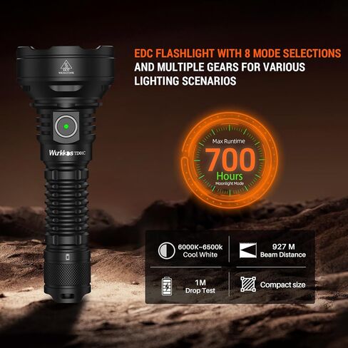 Wurkkos TD01C Tactical Flashlight, 1800LM Rechargeable, 1000M Throw USB-C in Saudi Arabia
