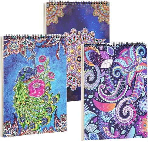 Bonream 3 Pack Mandalas Coloring Books for Adults,Unique Mandala Pattern for Relaxation, Adults Coloring Book Spiral Bound,Relaxing Coloring Books for Women in Saudi Arabia