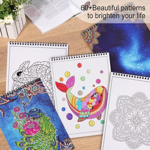 Bonream 3 Pack Mandalas Coloring Books for Adults,Unique Mandala Pattern for Relaxation, Adults Coloring Book Spiral Bound,Relaxing Coloring Books for Women in Saudi Arabia