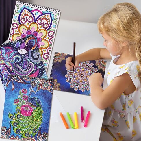 Bonream 3 Pack Mandalas Coloring Books for Adults,Unique Mandala Pattern for Relaxation, Adults Coloring Book Spiral Bound,Relaxing Coloring Books for Women in Saudi Arabia