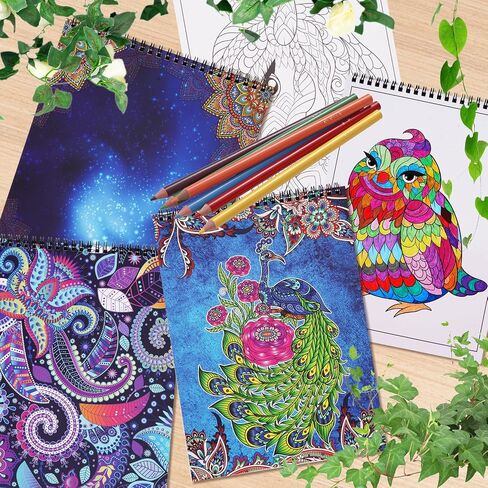 Bonream 3 Pack Mandalas Coloring Books for Adults,Unique Mandala Pattern for Relaxation, Adults Coloring Book Spiral Bound,Relaxing Coloring Books for Women in Saudi Arabia