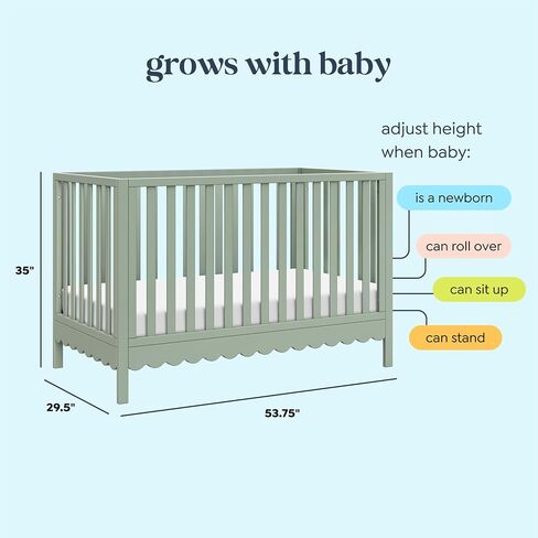 Davinci Sammy Scallop 4-in-1 Convertible Baby Crib, White | GREENGUARD Gold Certified, Converts to Toddler Bed & Daybed & Full-Size Bed, 4 Adjustable Mattress Heights - Easy to Assemble in Saudi Arabia