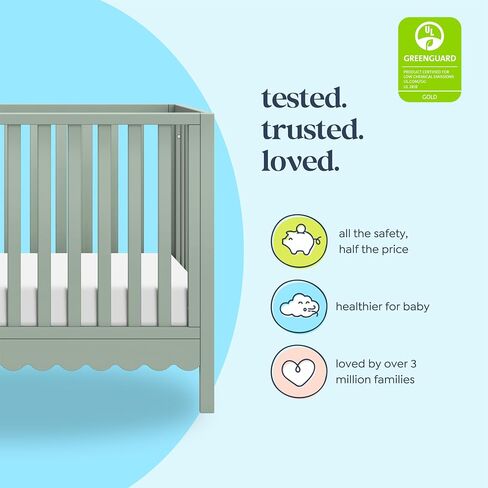 Davinci Sammy Scallop 4-in-1 Convertible Baby Crib, White | GREENGUARD Gold Certified, Converts to Toddler Bed & Daybed & Full-Size Bed, 4 Adjustable Mattress Heights - Easy to Assemble in Saudi Arabia