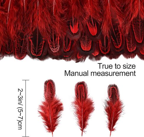 THARAHT Spotted Feathers 120pcs 2-3inch Small Natural Bulk Guinea Pheasant Feather for Crafts Hats Dream Catcher Decoration Feathers,Red in Saudi Arabia