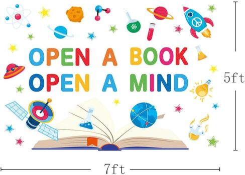 7x5ft World Book Day Backdrop for Photography We Love Books Reading is Fun Children Students Classroom Reading Decorations Library Banner Elementary Wallpaper Photo Booth Props in Saudi Arabia