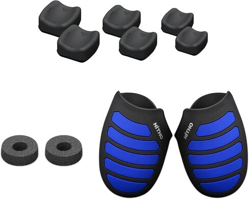 NiTHO Controller Silicone Case Grip Set for PS4, Rubber Protector Handle Grip with 2X Joystick Thumb Grip Caps and 2X Analog Precision Rings, Compatible with PS4 /Slim/Pro Controller - Blue Stripe in Saudi Arabia