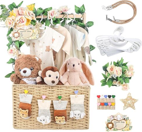 خزانة قفص استحمام خشبي للأطفال، صندوق تخزين للأطفال بمقبض، سلة تخزين منسوجة يدويًا قابلة للطي لهدايا استحمام الطفل in Kuwait