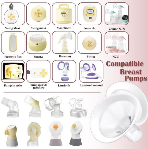 2pcs 19mm Soft Rim Flanges with 106 Degree Wider Opening Angle for Medela Breast Pump, PersonalFit, Freestyle, Maxflow Freestyle Flex Swing Maxi Connector in Kuwait