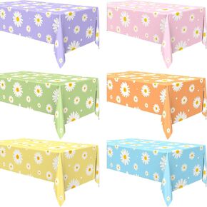 6 Pcs Daisy Tablecloth Daisy Flower Birthday Party Decorations Disposable Plastic Groovy Table Cloth Groovy Retro Hippie Party Table Cover for Weddings Baby Shower Birthday Party Supplies