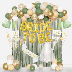 Amandir Bachelorette Party Decorations Supplies, Rose Gold Bridal Shower Decorations Bride To Be Pink White Gold Confetti Foil Heart Balloons, Veil, Photo Booth Props, Fringe Curtains, Paper Tassels
