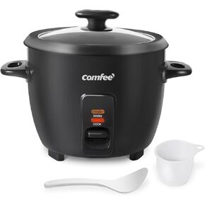 COMFEE' Mini Rice Cooker 5 Cups Cooked/2.5 Cups Uncooked, Portable Non-Stick rice maker, 24 hours Timer Delay, 6 Functions, Fast Cooker, Brown Rice, Oatmeal, White