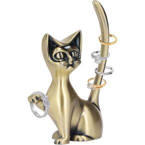 Hapivida Cat Ring Holder, Metal Jewelry Holder Rings Earrings Trinkets Organizer, Cute Animals Jewelry Organizer Storage for Women Cat Lovers Gift Home Decor