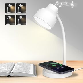 LED Desk Lamp for Home Office with USB-C Charging Port 3 Brightness Dimmable Reading Light for Bedside Office Flexible Gooseneck Small Desk Lamp for Bedroom Dorm Room Portable Desk Light,White