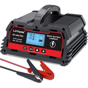 شاحن بطارية السيارة LVYUAN 12 فولت مع جهاز صيانة البطارية الذكي التلقائي بالكامل، وضع الشتاء، مساعد البدء - 2A/10A/25A - متوافق مع AGM، GEL، البطاريات القياسية مع شهادة UL in Kuwait