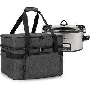 LUXJA Indoor Grill Carrying Bag with Bottom Pad Compatible for Ninja Sizzle GR101 Smokeless Grill, Double Layer Electric Grill Bag with Plates Section (Bag Only), Black