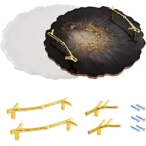 Gartful Rectangle Silicone Resin Tray Mold, Large Geode Agate Platter Mold, Epoxy Casting with 4PCS Metal Handles for Making Faux Agate Tray, Serving Board, Coaster, Fruit Mat,Home Decor Ornament in Kuwait