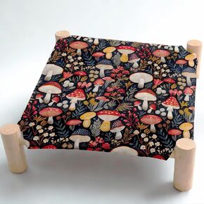 Cat Hammock Bed, Mushroom Cat Beds, Wooden Cat Beds for Indoor Cats, Small Dog Bed, Breathable Indoor Cat Bed for All Seasons, Pet Beds, Pet Sleeping Beds, Black Cat Hammock Bed