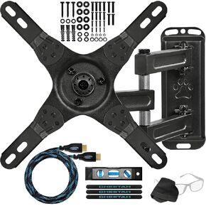 Cheetah APDAM3B Dual Articulating Arm TV Wall Mount fits 20-65" TVs, Newer Displays up to 83", 115lbs VESA 400 and 16" Studs, Low 2.7" Profile Extends to 14", Full Motion Tilt Swivel Mounting Bracket