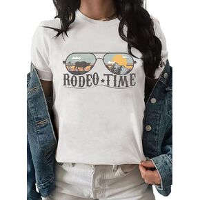 Leopard Steer Skull Desert Cactus T-Shirt Women Vintage Western Tees Cow Skull Rodeo Shirt Western Cowgirls Casual Shirt