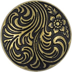 Bezelry 12 Pieces Swirl Leaves and Flower Metal Shank Buttons. 21mm (13/16 inch) (Green Patina Varnished)